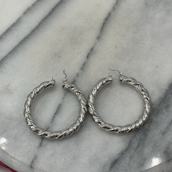 NWOT silver twisted large hoops - Picture 3 of 5